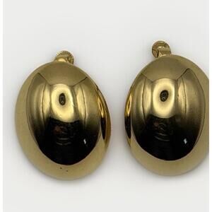 Vintage Napier Gold Tone Oval Screw On Clip On Earrings Signed Designer